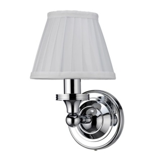 Burlington LED Bathroom Round Wall Light & White Fine Pleated Shade